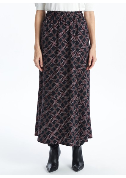 Yeni Sezon Beli Lastikli Desenli Kadın Etek modelleri