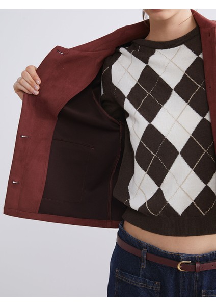 Yeni Sezon Gömlek Yaka Kadın Süet Görünümlü Ceket modelleri