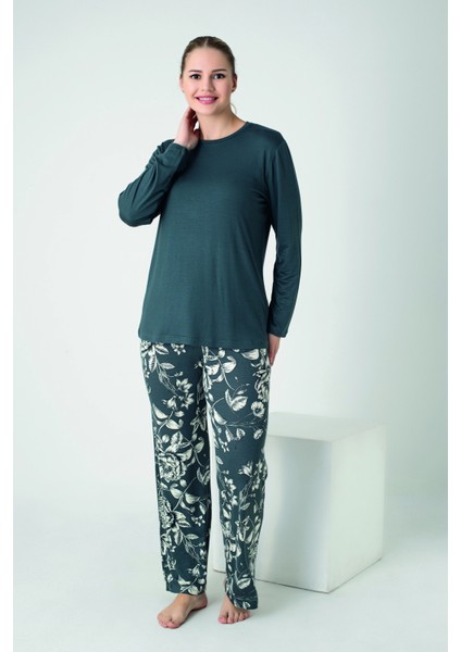 Kadın Viskon Bisiklet Yaka Uzunkol Pijama Takım C840-909 fiyatları