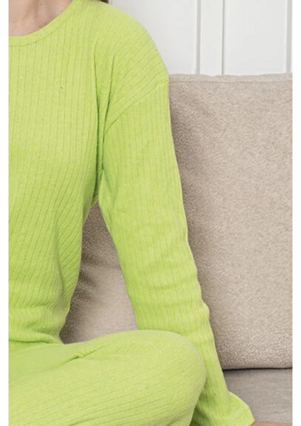 Pamuklu Kalın Kışlık Interlok Şeritli Uzun Kollu Örme Pijama Takımı modelleri