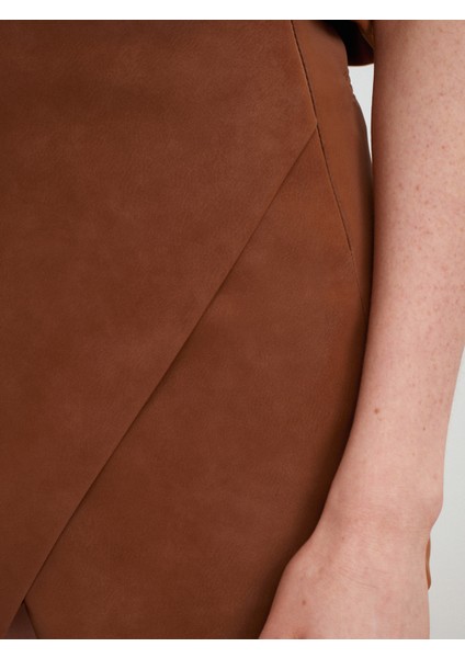 81067 Asimetrik Şort Etek-Camel fırsatları