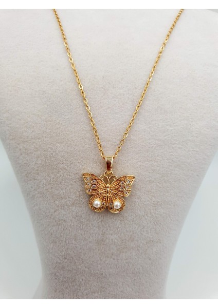 Kelebek Figürlü Inci Taşlı Kolye 🦋 fiyatları