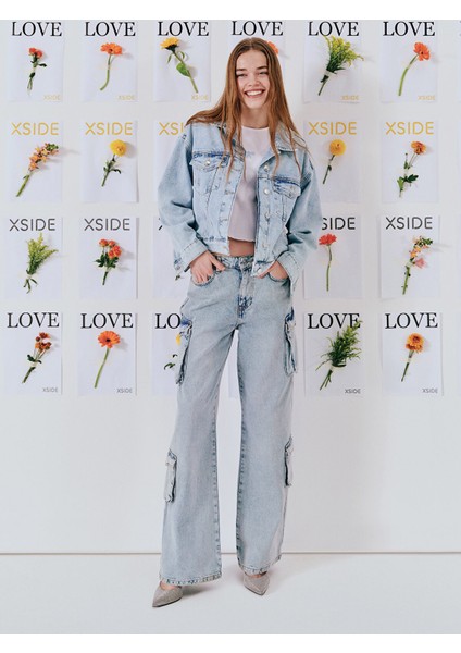 Yeni Sezon Wideleg Kadın Kargo Jean Pantolon