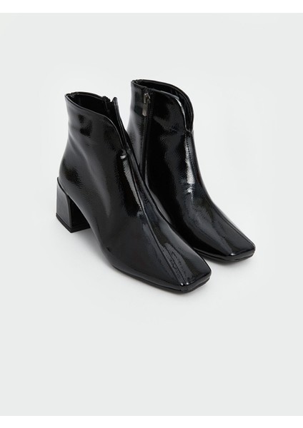 Yeni Sezon Deri Görünümlü Kadın Topuklu Bot