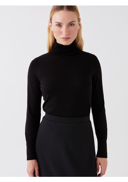 Yeni Sezon Balıkçı Yaka Düz Uzun Kollu Kadın Triko Kazak