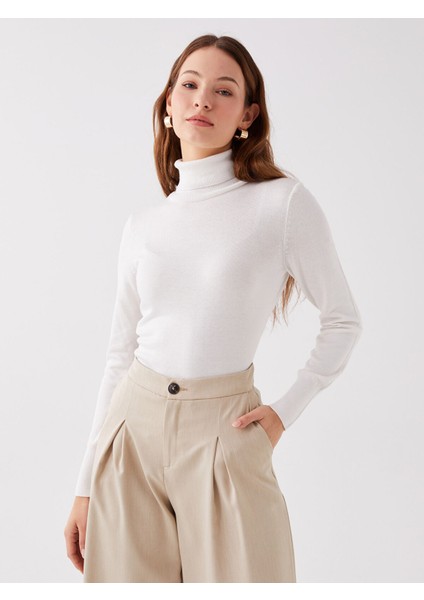 Yeni Sezon Balıkçı Yaka Düz Uzun Kollu Kadın Triko Kazak