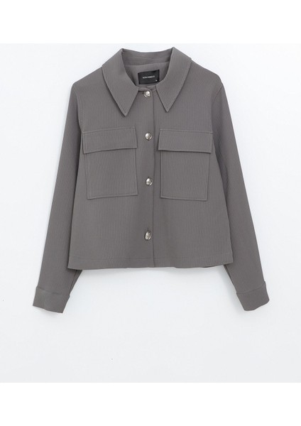 Yeni Sezon Gömlek Yaka Dokulu Kadın Ceket indirimleri