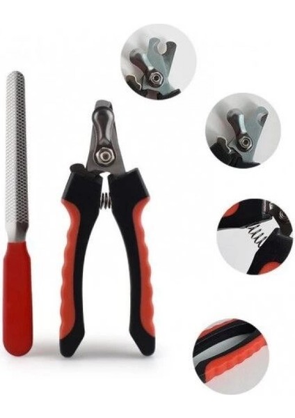 Yaylı Evcil Hayvan Tırnak Makası - Paslanmaz Çelik Törpülü Set