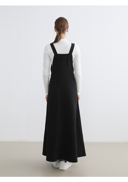 Yeni Sezon Kare Yaka Düz Askılı Kadın Jean Salopet Elbise fırsatları