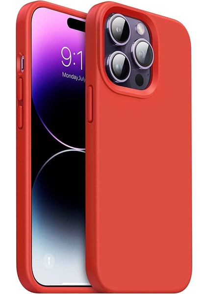 14 Pro Kılıf 6.1’ Içi Kadife Lansman Silikon Kılıf Şok Emici Full Kasa Koruma Sağlayan Kılıf - Silicone Compatible With 14 Pro Inch Gel Rubber Full Body Protection Cover Drop Protection Kırmızı