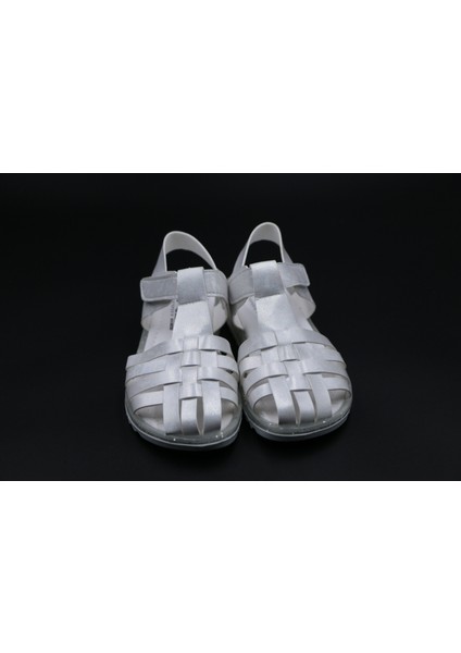 Arz Beyaz Simli Kız Çocuk Sandalet Ayakkabı