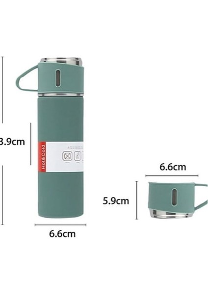 Termos 500ML Dayanıklı Yapısı ve Renk Seçenekleri ile Birlikte Termos ve 3 Adet Kupa Bardak