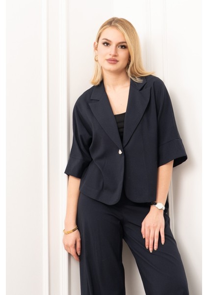 Vera Viskon Premium Takım – Kısa Kol Ceket & Lastikli Pantolon 1269