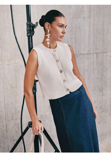 Yeni Sezon Bisiklet Yaka Dokulu Kadın Triko Süveter