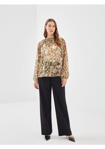 Yeni Sezon Bağlamalı Yaka Desenli Kadın Bluz fiyatları