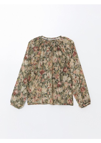 Yeni Sezon Bağlamalı Yaka Desenli Kadın Bluz indirimleri