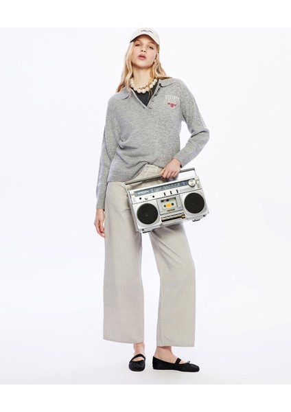 Yeni Sezon Polo Yaka Nakışlı Kadın Triko Kazak fiyatları