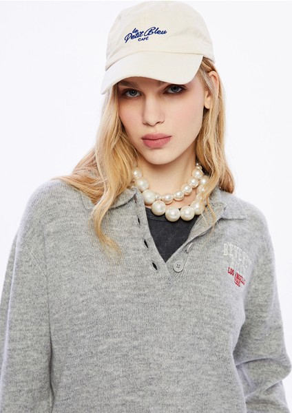 Yeni Sezon Polo Yaka Nakışlı Kadın Triko Kazak fırsatları