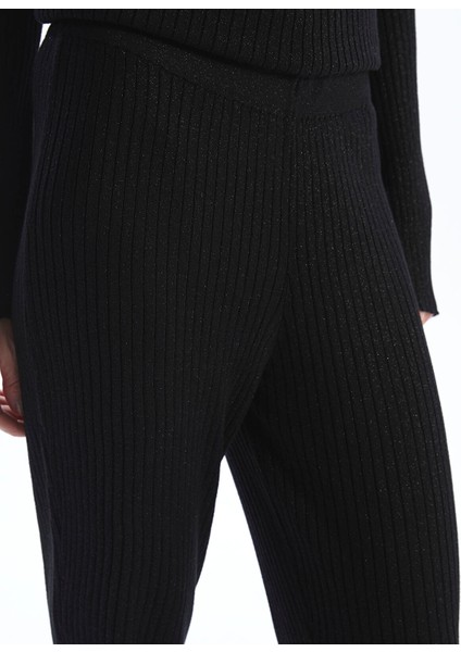 Yeni Sezon Beli Lastikli Parlak Görünümlü Kadın Triko Pantolon modelleri