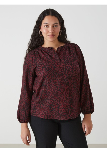 Yeni Sezon Bisiklet Yaka Desenli Kadın Bluz