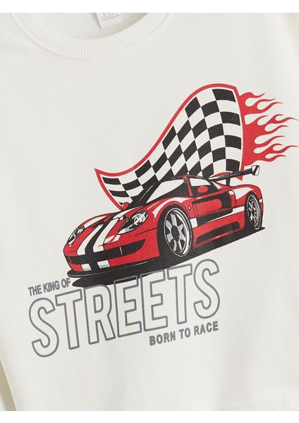 Yeni Sezon Bisiklet Yaka Baskılı Erkek Çocuk Sweatshirt 2'li modelleri