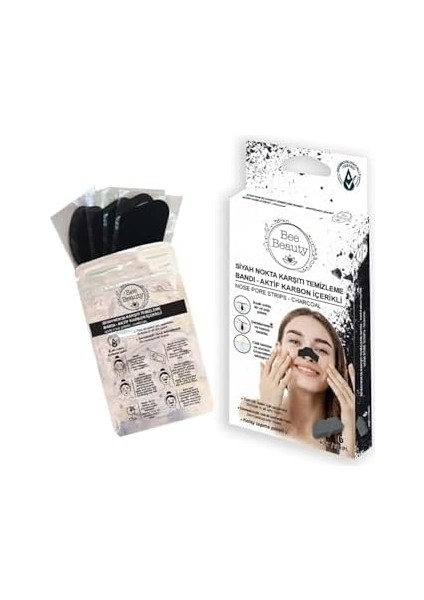 Bee Beauty Siyah Nokta Karşıtı Temizleme Bandı Aktif Karbon Içerikli - Nose Pore Strıps Charcoal fiyatları