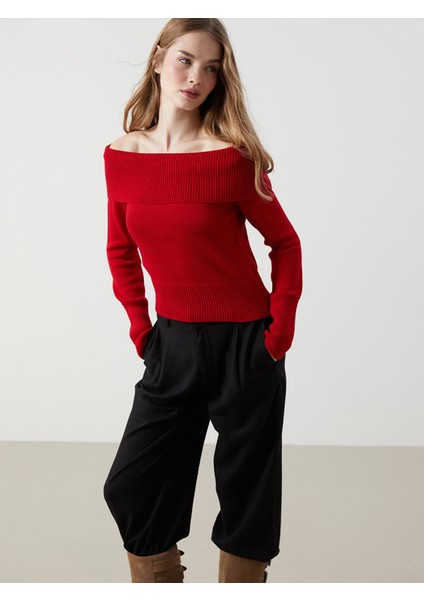 Yeni Sezon Kayık Yaka Kadın Triko Kazak