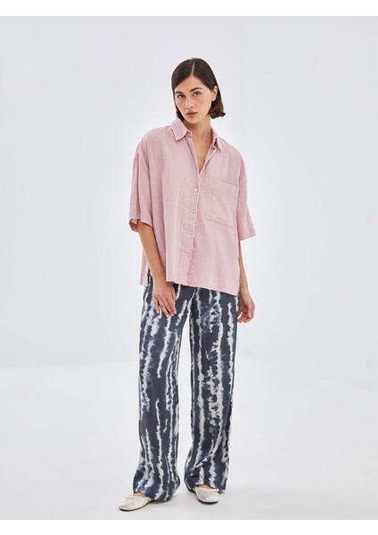 Yeni Sezon Beli Lastikli Desenli Kadın Pantolon