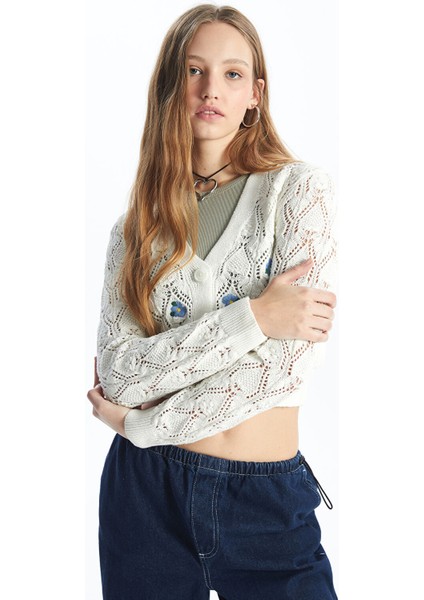 Yeni Sezon V Yaka Ajurlu Uzun Kollu Kadın Triko Hırka fiyatları