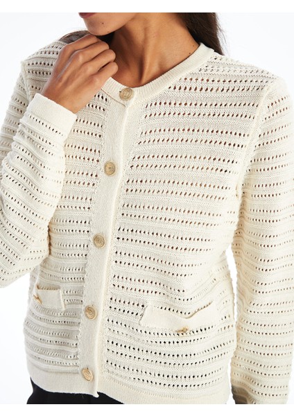 Yeni Sezon Bisiklet Yaka Ajurlu Kadın Triko Hırka modelleri