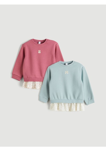 Yeni Sezon Nakışlı Kız Çocuk Kalın Sweatshirt 2'li fiyatları