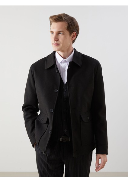 Yeni Sezon Rahat Kalıp Ceket Yaka Erkek Kaşe Kaban