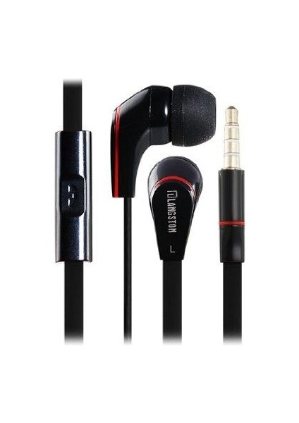 JM12 Mikrofonlu Kulak Içi Telefon Kulaklığı Düz Kablo - Siyah