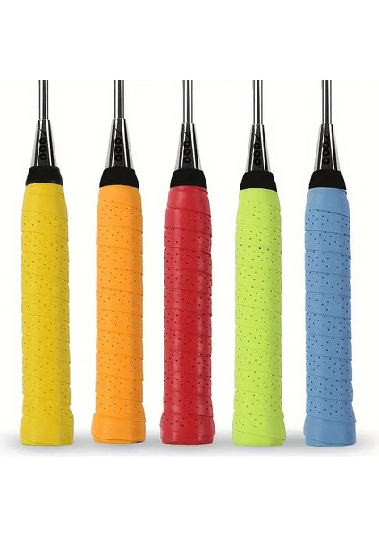 3 Adet Premium Poliüretan Tenis Raketi Tutma Bandı, Kaymaz Ter Emici Badminton Raketi Üst Kavramaları Çeşitli Renklerde (Pembe, Mavi, Yeşil, Sarı, Mor, Beyaz, Siyah3