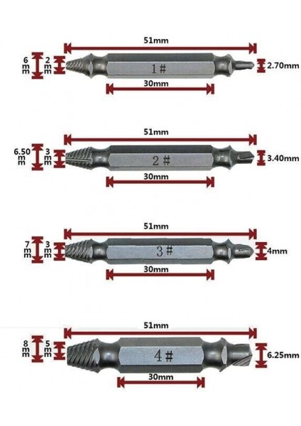 Hasar Görmüş Vida Çıkarıcı 4 Farklı Uç fırsatları