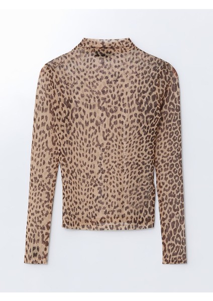 Yeni Sezon Dik Yaka Leopar Desenli Kadın Body indirimleri