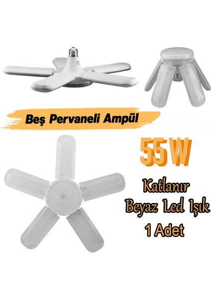 55W LED Pervane Kristal Ampul 1XE27 6500K