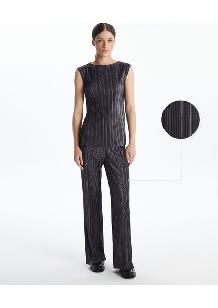 Yeni Sezon Beli Lastikli Dokulu Kadın Pantolon