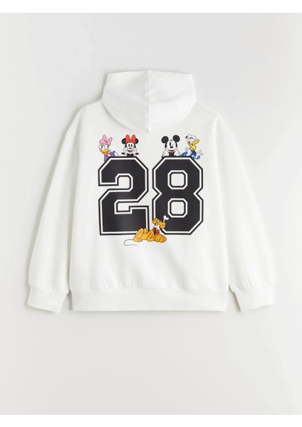 Yeni Sezon Kapüşonlu Minnie Mouse Baskılı Kız Çocuk Sweatshirt