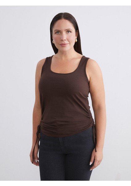 Yeni Sezon Büyük Beden Kare Yaka Büzgülü Kadın Atlet 2'li fiyatları