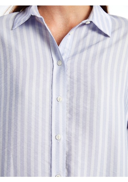 Yeni Sezon Çizgili Uzun Kollu Kadın Gömlek modelleri