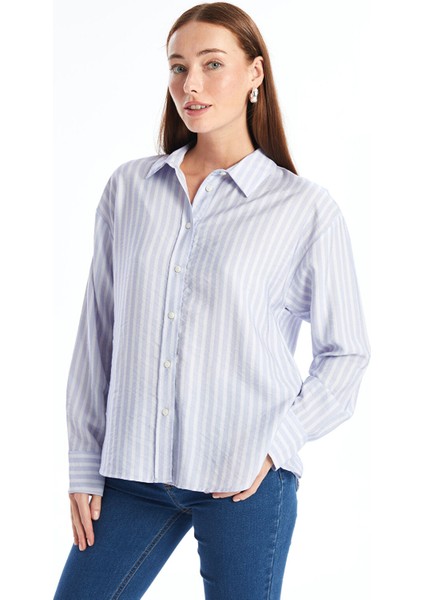 Yeni Sezon Çizgili Uzun Kollu Kadın Gömlek fırsatları