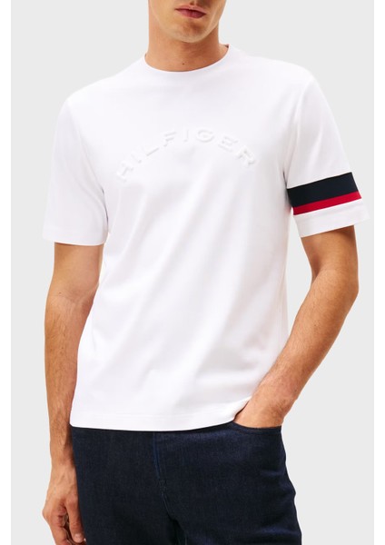 Pamuklu Regular Fit Logolu Bisiklet Yaka T Shirt Erkek T Shirt MW0MW40018 Ybr