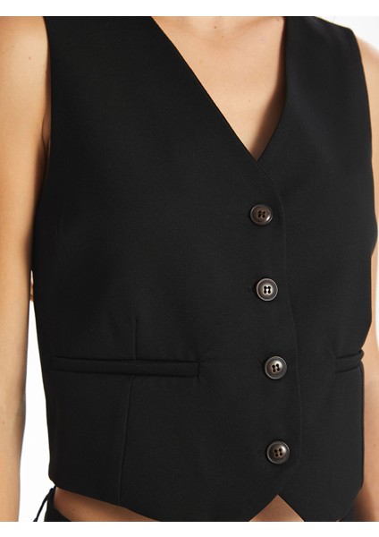 Yeni Sezon Kadın V Yaka Düz Klasik Yelek modelleri