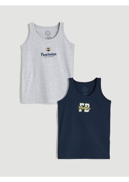 Yeni Sezon Bisiklet Yaka Fenerbahçe Baskılı Erkek Çocuk Atlet 2'li