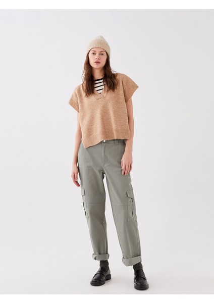 Yeni Sezon Kadın V Yaka Düz Triko Süveter fiyatları