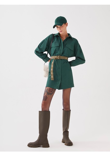 Yeni Sezon Düz Uzun Kollu Kadın Gömlek Elbise