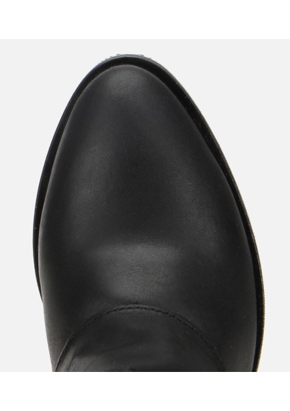 01BOH315750A100 KADIN Deri Siyah Tokalı Kırışık Görünümlü Kovboy/western Düz Bot indirimleri