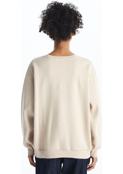 Yeni Sezon Bisiklet Yaka Bambi Baskılı Oversize Kadın Kalın Sweatshirt fırsatları