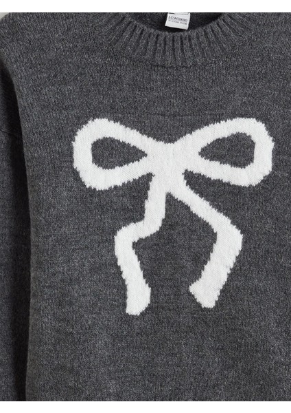 Yeni Sezon Bisiklet Yaka Fiyonk Desenli Kız Çocuk Kazak modelleri